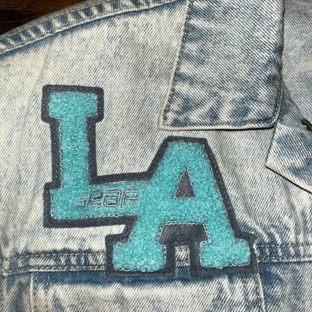 Vintage 1980s L.A. LA Gear Stone Acid Washed Denim Jean Jacket S Small - Picture 5 of 6